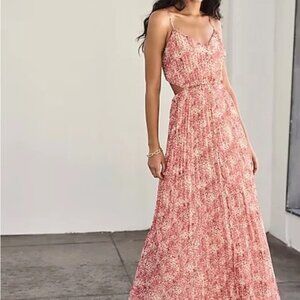 Express Red and White Floral Side Cutout Maxi Dress